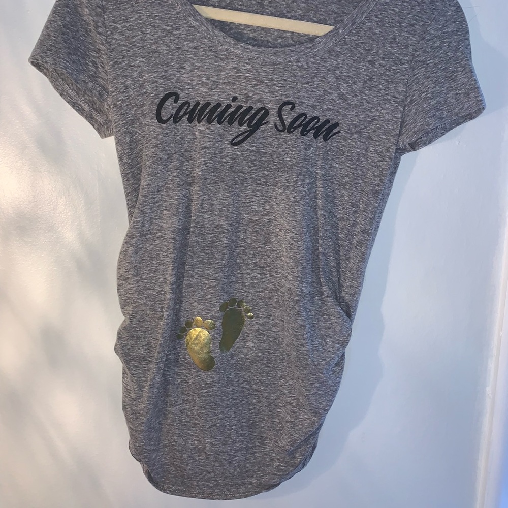 “Coming soon” womens maternity shirt.